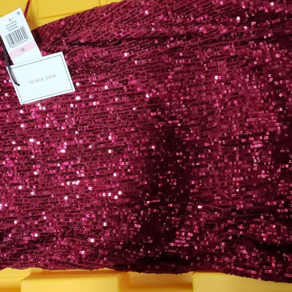 1.STATE 1.STATE Womens Sleeveless Sequin dress  Burgundy 10 - Picture 6 of 17
